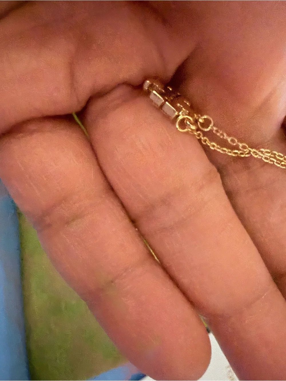 Tory Burch Gold Logo Pendant Necklace with Clear Crystals 17 inches
